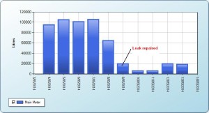 Water Use before and after leak is detected and rectified